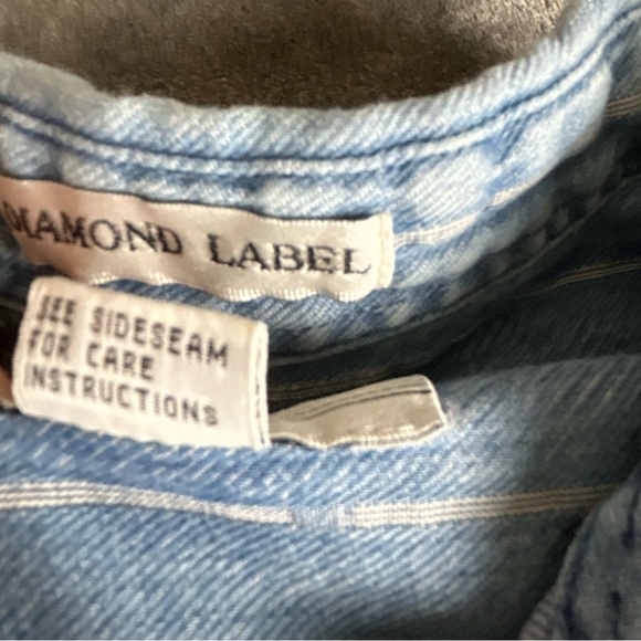 Vintage Levi’s Diamond Label Denim Shirt Mens Large Blue Striped Cotton Pockets - Picture 10 of 13